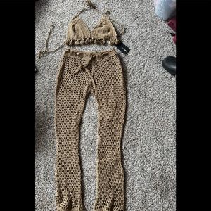 Two piece crochet set bra and pants